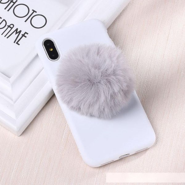 

3d fur downy soft plush back cell phone case cover candy color soft tpu phone shell for iphone 7 8plus xr x max