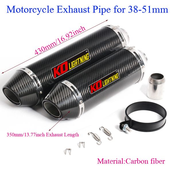 

motorcycle exhaust vent tip pipe carbon fiber system 350mm/430mm for 38-51mm muffler tubes silp on