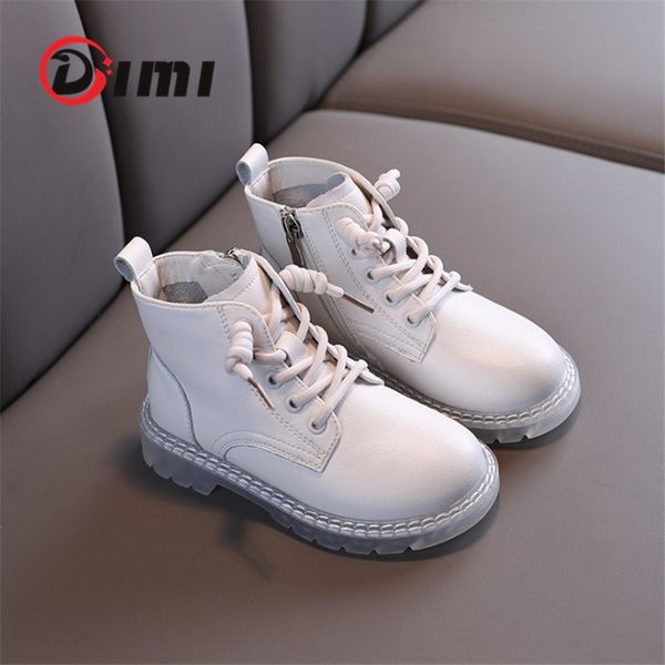 

dimi autumn genuine leather children boots pure white boys girls martin shoes transparent sole non-slip kids boots, Black;grey
