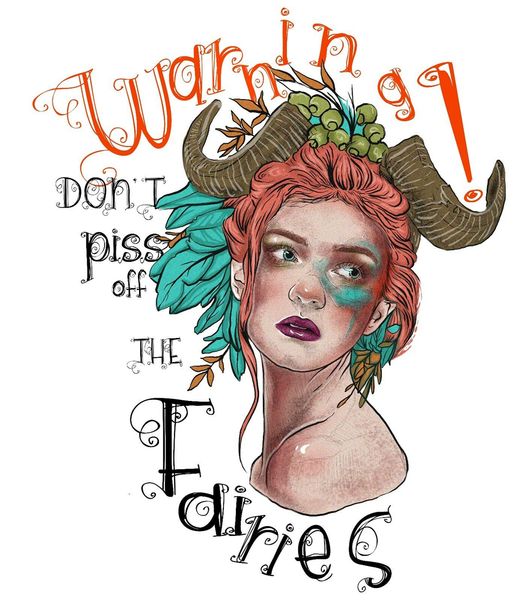 

don't piss off the fairies warning girl on white tee shirt style tee shirt