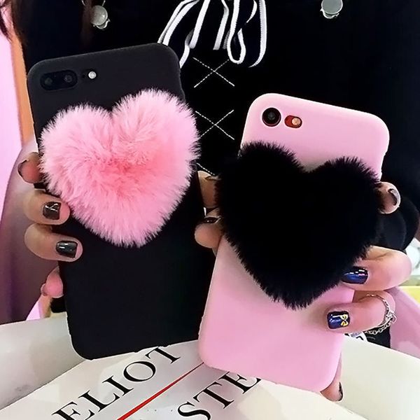 

прекрасные 3d пушистые love hearts cute волос телефон чехол для iphone x xr xs max 6 6s 7 8 plus 11 pro 5s se моды soft tpu задняя крышка