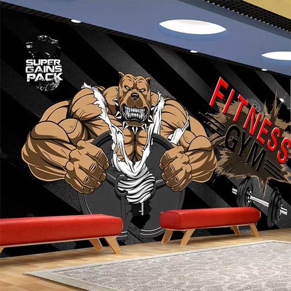 

wellyu custom wallpaper black background bodybuilding bear gym background wall custom large mural green wallpaper mural
