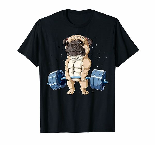 

мопс тяжелая атлетика смешной deadlift мужчины тренажерный зал тренировка tee футболка printed tee shirt
