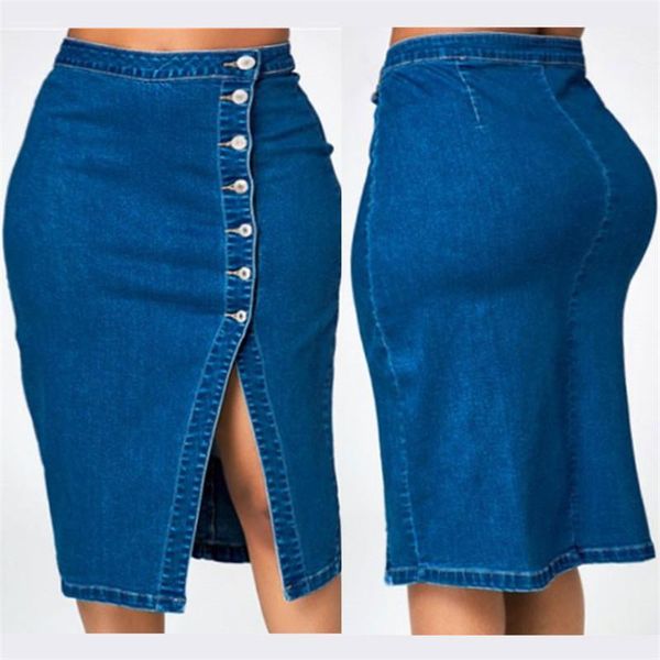 

dresss women designer denim skirt buttom split high waist blue skinny hip skirt fashion slim ol, Black