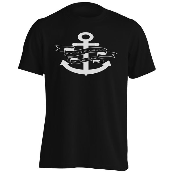 

jesus is the anchor of our home men's t-shirt men t shirt short sleeve cotton hip-hop simple splicing tee shirt