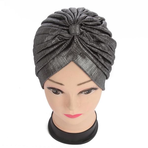 

beanie/skull caps foxmother 2021 brand fashion women gold sliver metallic muslim turban hat chemo female, Blue;gray