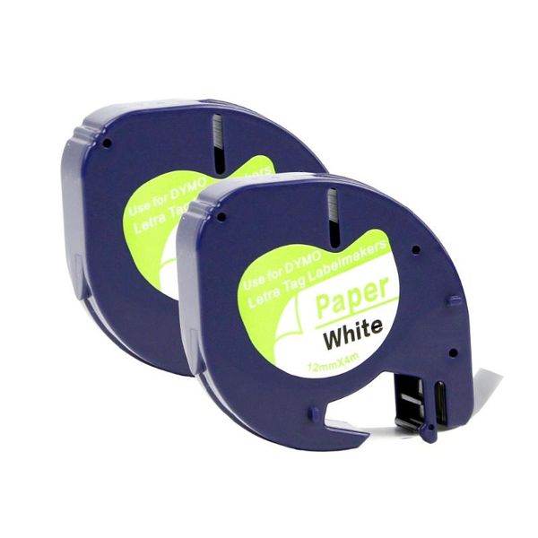 

5pk compatible 12mm dymo letratag paper tapes 91200 black on white for label maker