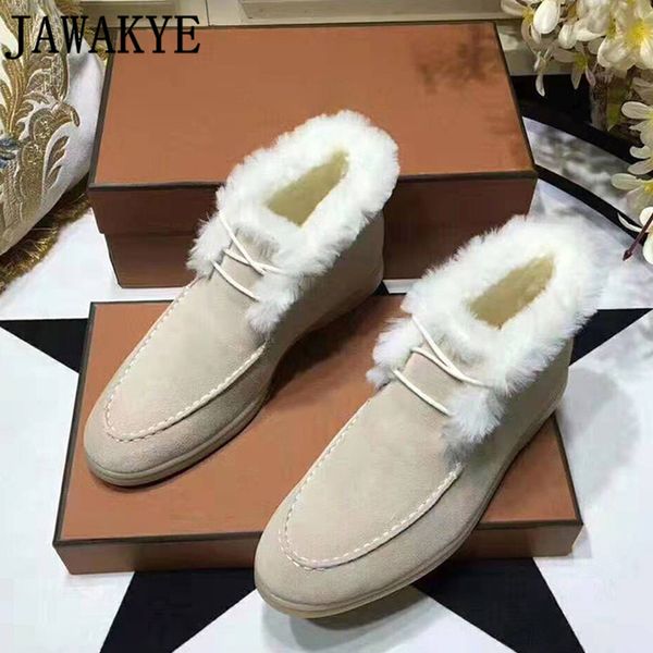 

new high lace up wool ankle boots women khaki black real fur winter runway shoes woman warm snow boots for women botas mujer