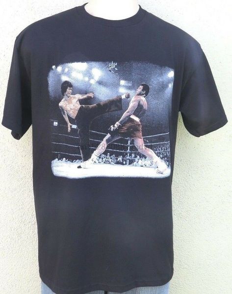 

summer 2020 bruce lee vs muhammad ali boxinger legend t-shirt karate kung fu martial art tee lbgt