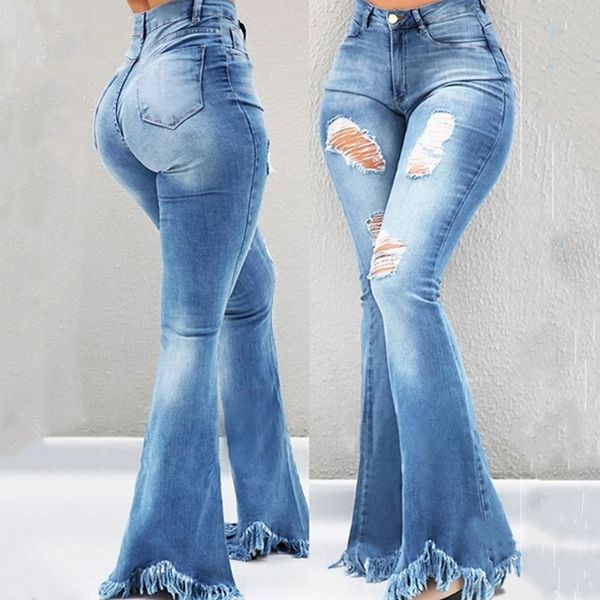 

Flare Jeans Pants Women Thin Vintage Denim Ladies High Waist Stretch Pocket Trousers 2020 Fashion Plus Size Wide Leg Jeans S-2XL