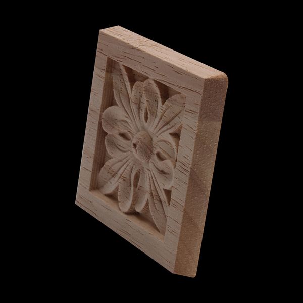 

decoration retro ornamental unpainted long large leaves flower rubber wood cabinet walls furniture wood decal applique new