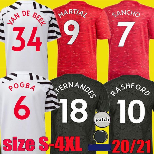 

20 21 rashford fernandes manchester soccer united jerseys greenwood van de beek utd 2020 2021 pogba martial 3rd football shirt size s - 4xl, Black;yellow