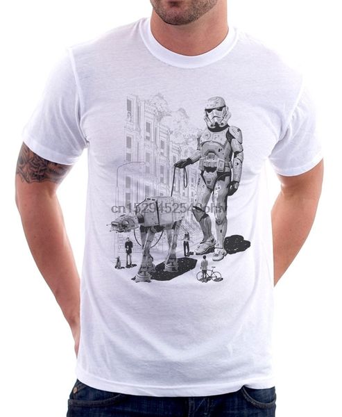 

stormtrooper dog waling darth vader funny white t-shirt mens summer fashion tee shirt
