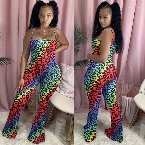 

ремень flare брюки rompers мода женской одежда dropshipping летняя женский дизайнер комбинезоны sexy leopard печатный спагетти, Black;white