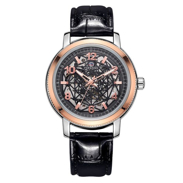 

wristwatches forsining luxury full hollow men's watch automatic mechanical strap watches montre homme men clock, Slivery;brown