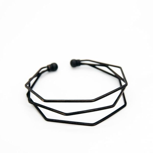 

bm062 fashion geometric open bracelet for women three layers alloy personality bangles jewelry wholesale, Black