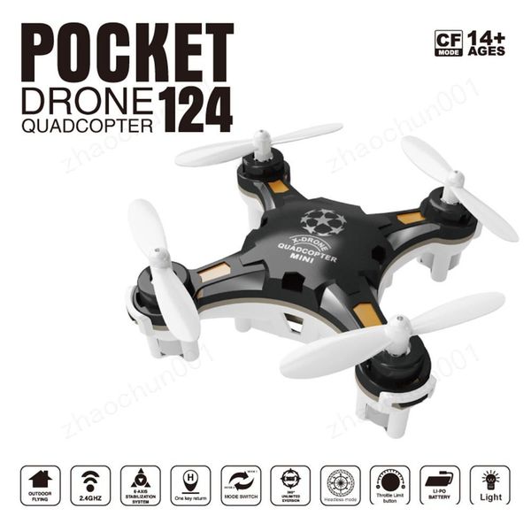 

new fq777-124 pocket drone 4ch 6axis gyro quadcopter drones with switchable controller key to return rtf uav rc helicopter mini drones