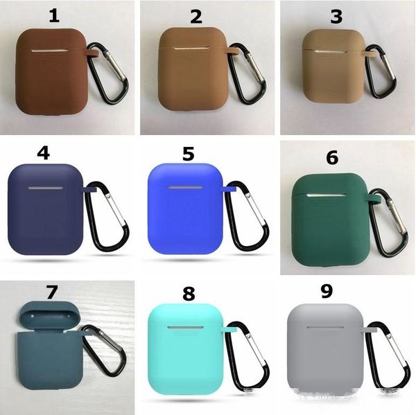 

23 colors for airpods ultra thin portable silicone bluetooth earphone bag box case cover with hook