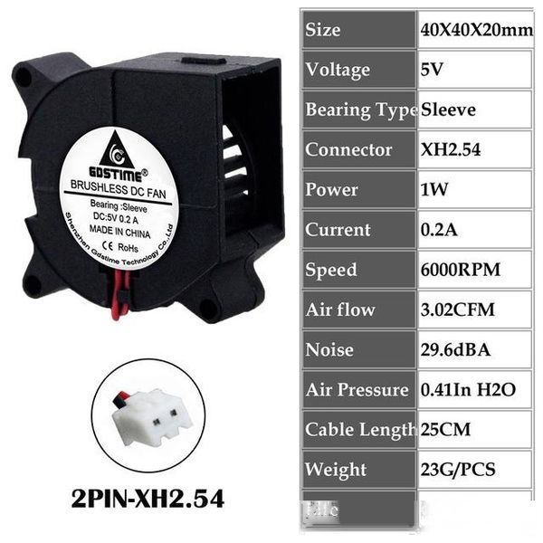 

fans & cooling 2 pcs gdstime 4cm 40mm x 20mm 4020 5 12v 24v computer case brushless dc axial dual ball cooler