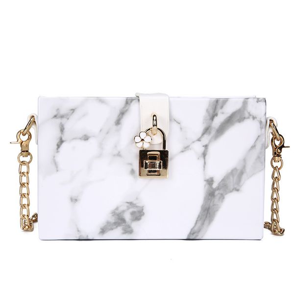 

square box women bag 2020 new marble patent leather small box chain messenger bag
