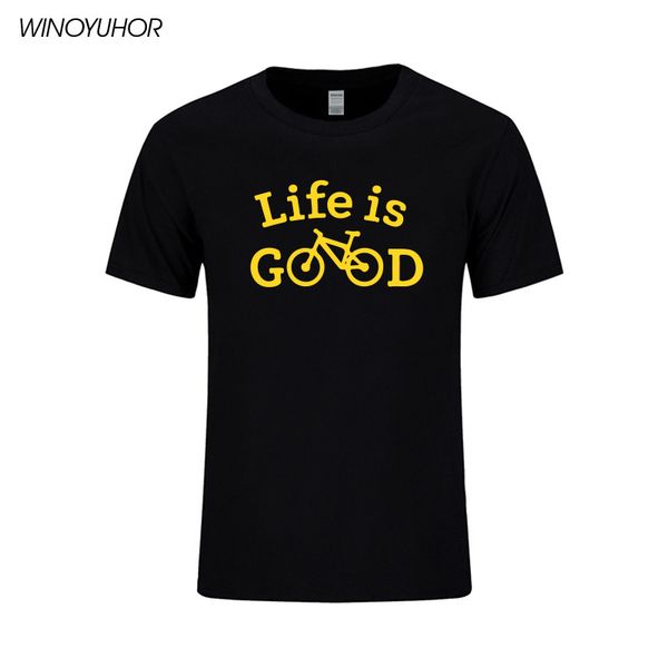 

life is good funny bicycle t-shirts men summer cool fashion printed men's t shirt short sleeve cotton brand clothing