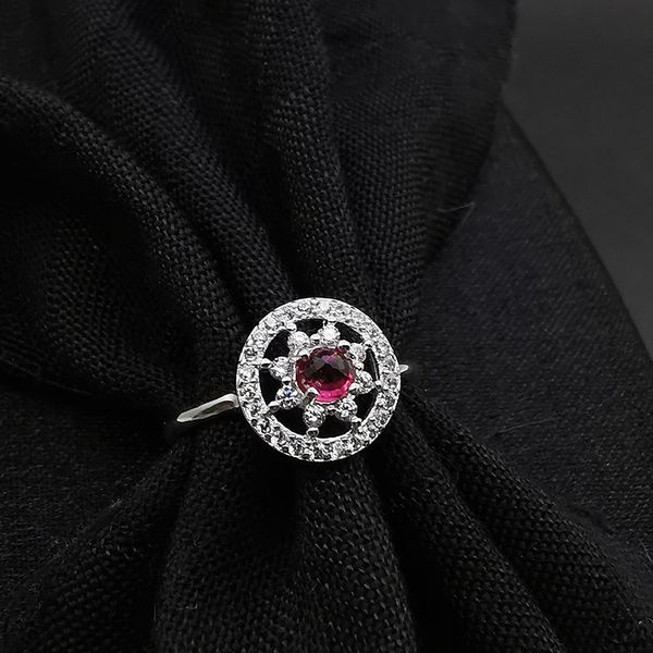 

ruby disc ring 925 silver gold plated adjustable 10.7*3.8, Golden;silver