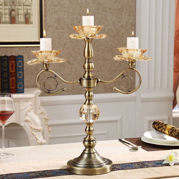 

candle holders european model room candlelight dinner props creative three-headed candleholder wedding decorations