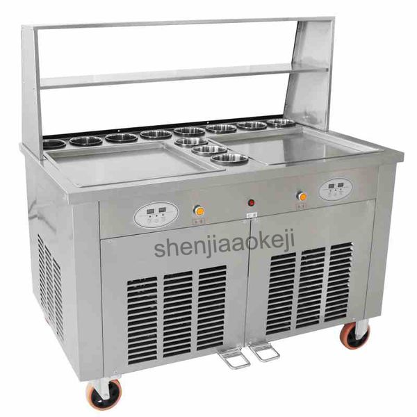 

commercial fried ice cream machine fried yogurt machine double pots making roll ice cream frying 220v 2800w 1pc