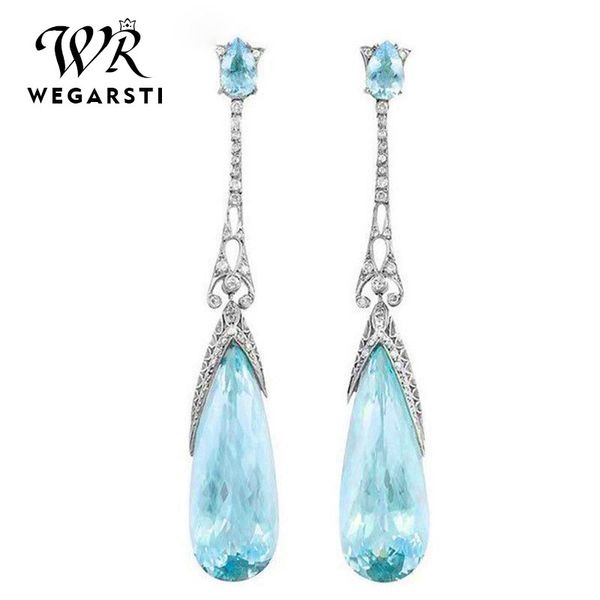 

wegarsti 5 color 925 sterling silver earring with amethyst gemstones water drop shaped drop earrings for women wedding gift, Golden;silver