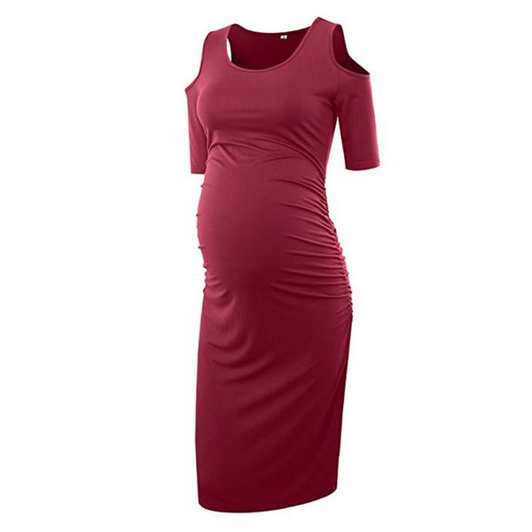 

elasticity skinny maternity dresses for pregnant women clothes solid pregnancy dresses gravidas vestidos maternity clothing, White