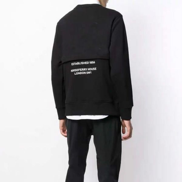 

2020 new solid color men's sweater, letter print on the back, big pocket zipper, men and women couple sweater jacket, Black