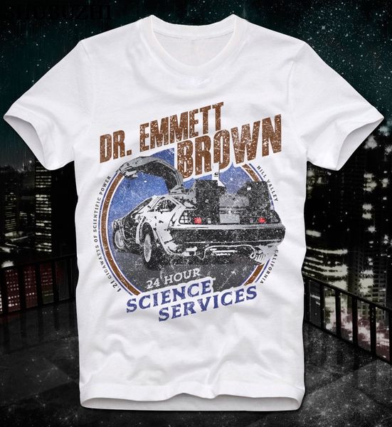 

новая мужская футболка men summer casual назад в будущее назад zukunft doc brown mc fly retro vintage cult movie дизайн тенниска