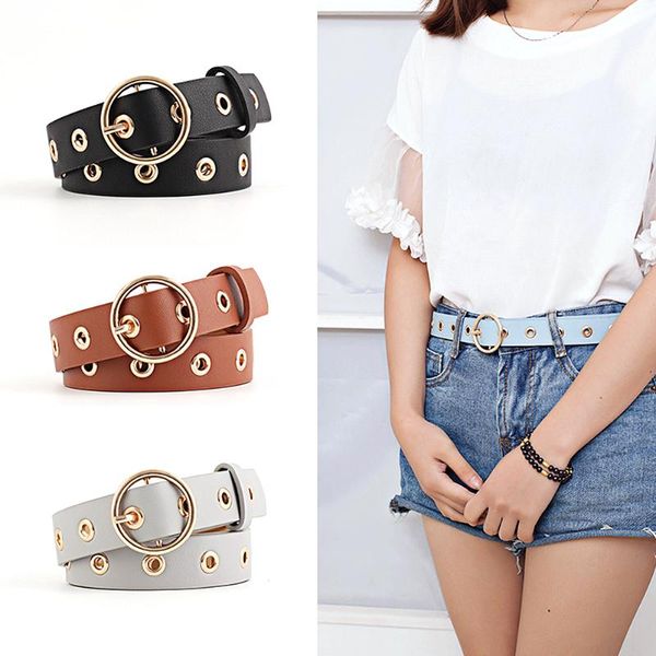 

vintage women punk chain belt black double single eyelet grommet leather buckle belt female ladies waist jeans belts for women, Black;brown
