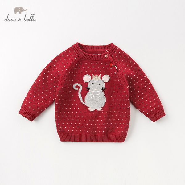 

db13981 dave bella winter knitted sweater infant baby girl long sleeve pullover kids toddler children print knitted sweater, Blue
