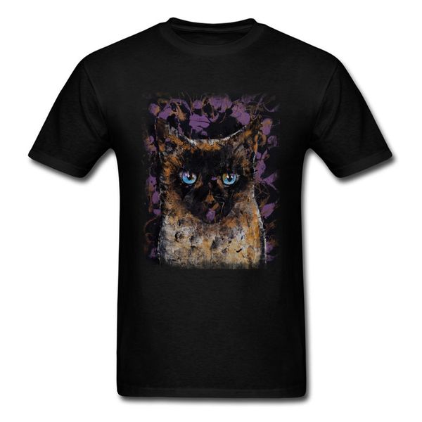 

tees balinese cat tshirt men t-shirt slim fit t shirts lovers day clothes 2018 cotton sweater plack cat print discounted