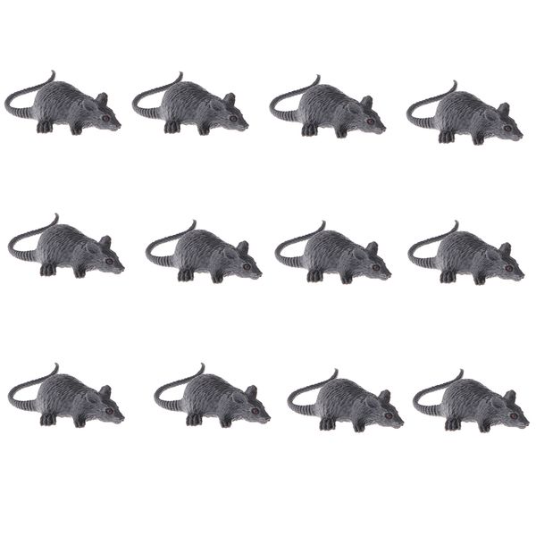 

12-piece plastic animal gray mouse model educational toy party bag fillers