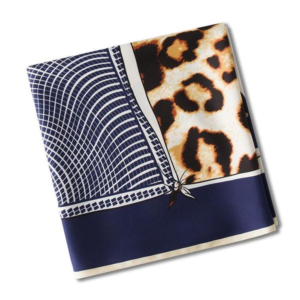 

100% silk квадратного шарф женщины leopard ripple dot lattice печать шейного foulard хиджаб silk шаль обруч женского шарф бандан bbyxdz, Black