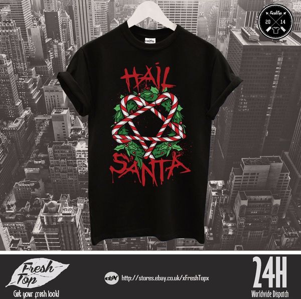 

hail santa t-shirt merry christmas gift metal rock five zack funny party