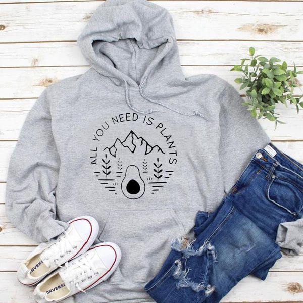 

all you need is plant hoodies vegetarian lover clothing women casual full sleeve pullover girls avocado vegan outwear drop ship, Black