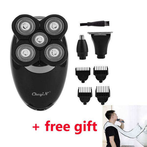 

3 in 1 electric shaver for men bald head polish hair clipper trimmer floating 5 blade heads shaving machine rechargeable razors