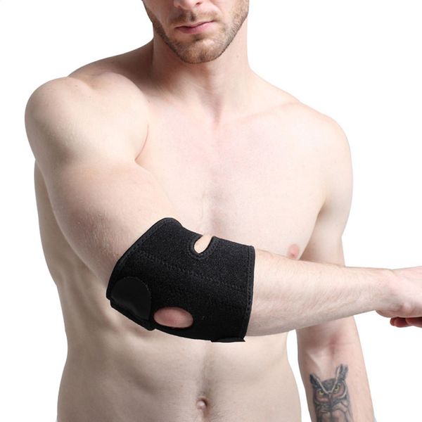 

1 pcs adjustable tennis golfers elbow brace wrap breathable sports volleyball fitness elbow guard protector pad, Black;gray