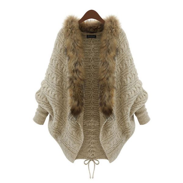 

sweater cardigan women bat sleeve sweater big fur collar cardigan sweaters kobieta swetry sueter mujer femme sweter size, White;black