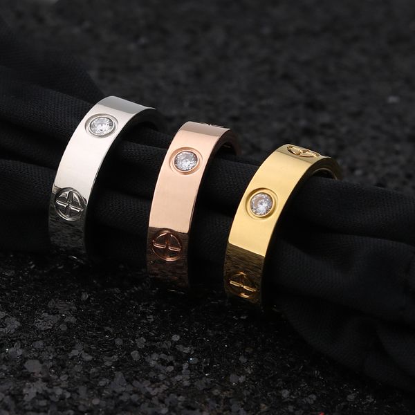 

gold ring womens fashion couples crystal screws stainless steel steel ring for men hip hop gifts for women accessories, Slivery;golden