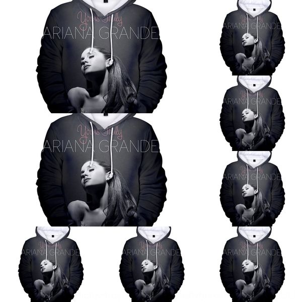 

новые цифровая digitalariana_grande 3d печати случайного капюшон нового свитера цифрового digitalariana_grande 3d печати случайного капюшон, Black