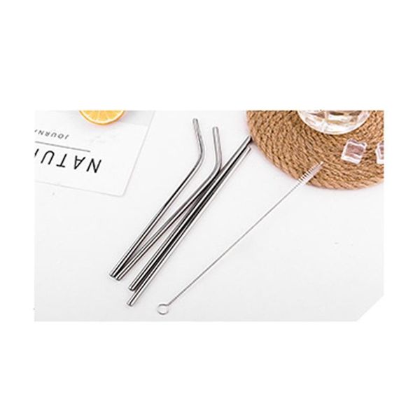 

8.5 length 304 stainless steel 2 straight 2 bend with cleaning brush drinking straw suit dia 6mm multicolor choose
