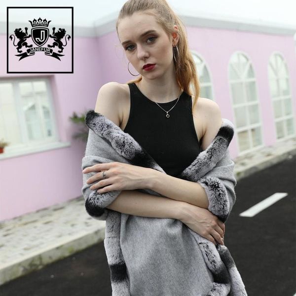 

scarves cashmere scarf rex- fur brim soft warm shawls solid luxury fashion, Blue;gray