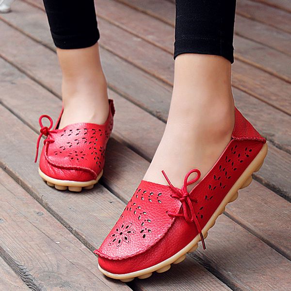 

gtime женщины повседневная кожа обувь выдалбливают мокасины slip-on квартиры мокасины дамы вождения обуви вырезами мать обувь # zstm14, Black