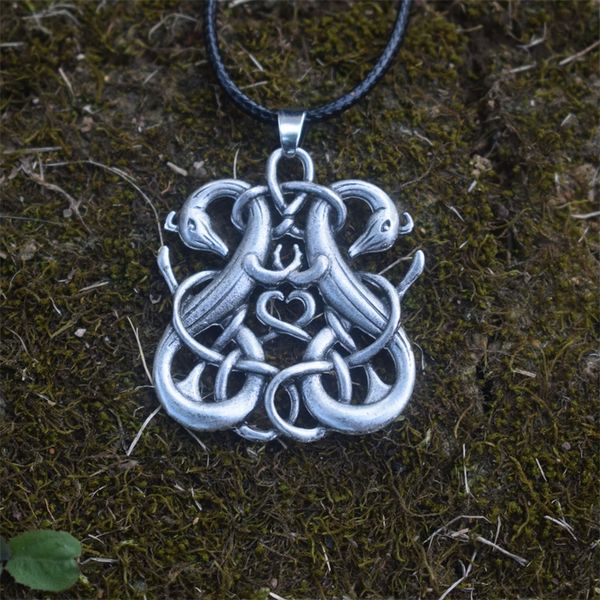 

sanlan 1pcs viking odin double couple dragon snake necklace amulet christmas gift, Bronze;silver