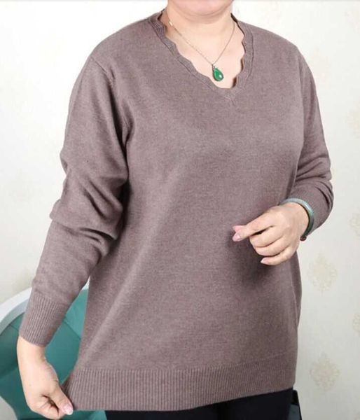 

plus size women clothing 5xl 6xl7xl 8xl 9xl large size middle aged clothes mother cashmere sweater knitted shirt long sleeve, White;black