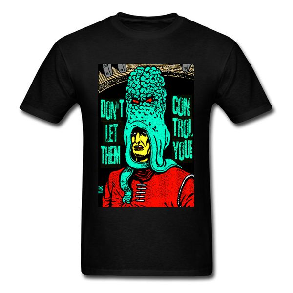 

unique design men t-shirt alien ocs control t shirt vintage comics print clothes cotton fabric tees black green
